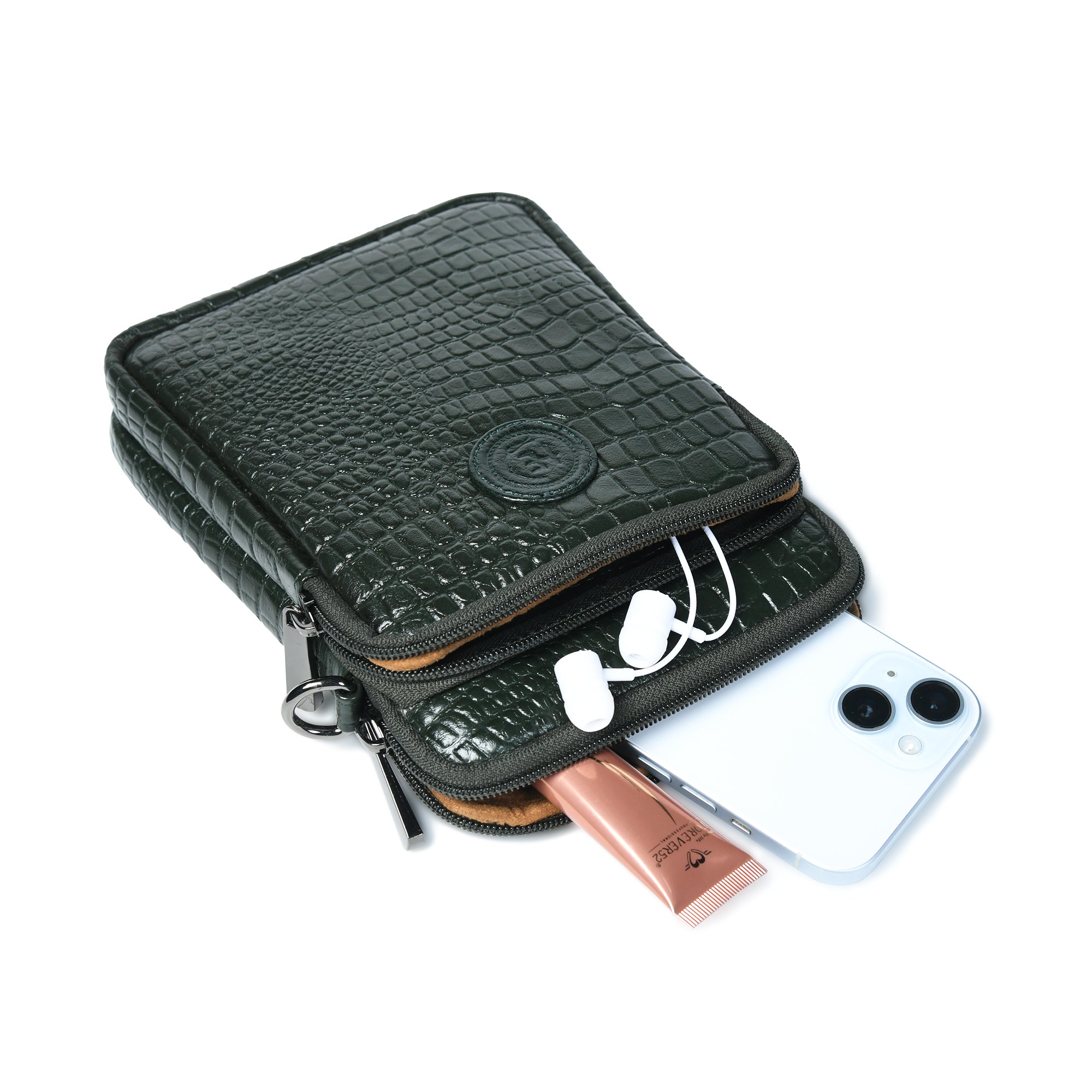 Croc Luxe Leather Sling Bag – Green Colour